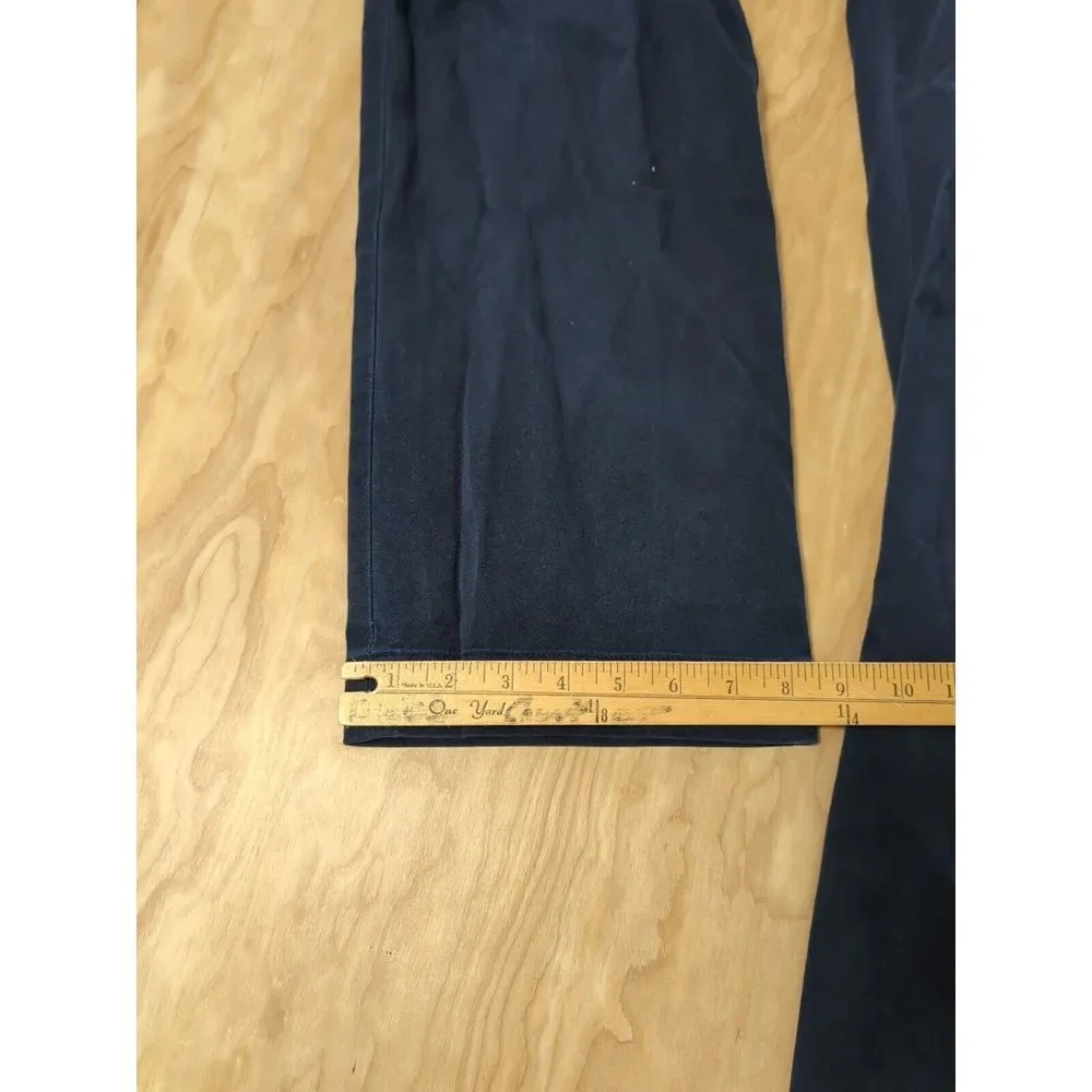 Polo Ralph Lauren Men's Flat Front Navy Blue Straight Bold‎ Logo Pants 36x30